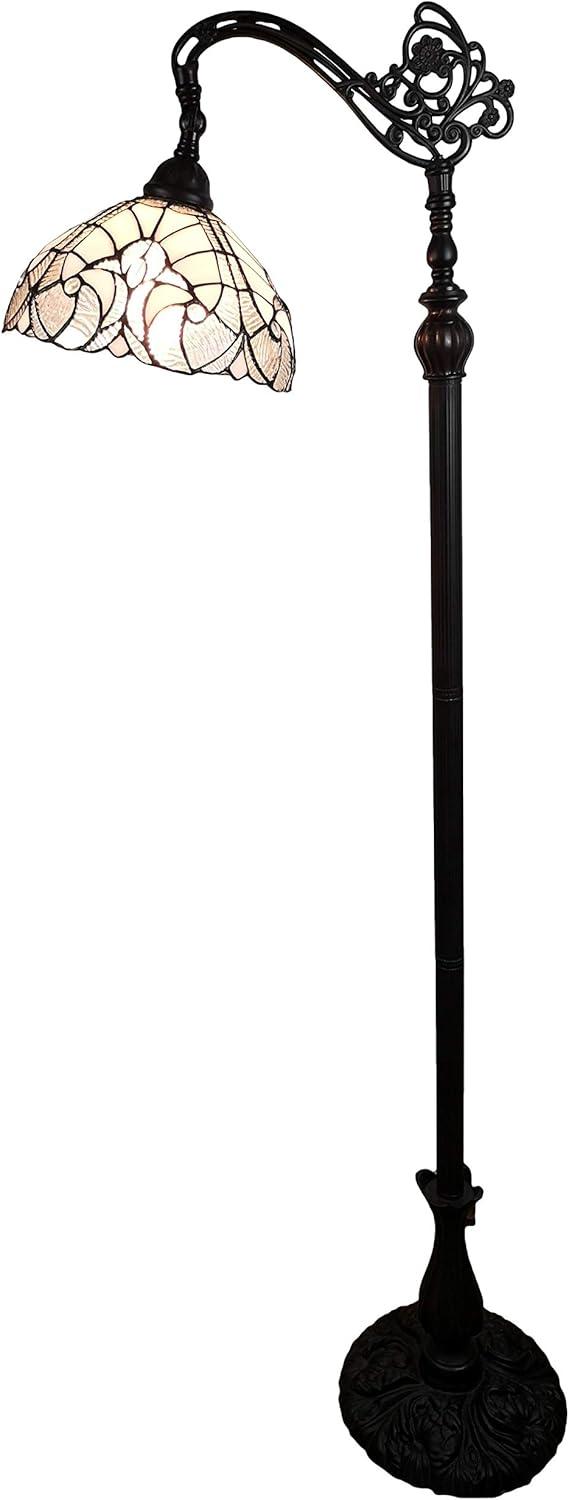 Amora Lighting Tiffany Style White Reading Floor Lamp 62" High