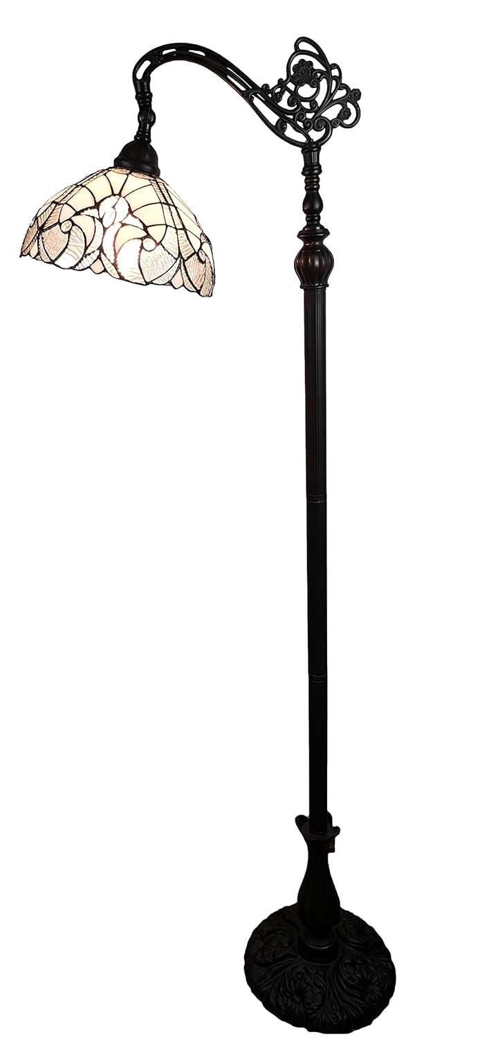 Amora Lighting Tiffany Style White Reading Floor Lamp 62" High