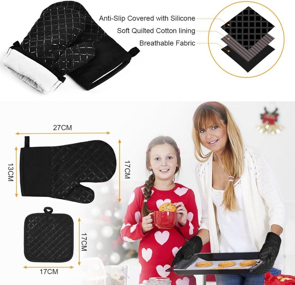 ACDNAC 4Pcs Oven Mitts,Effective Anti Slip and Anti Scalding Oven Mitt,Anti Corrosion Pot Holders