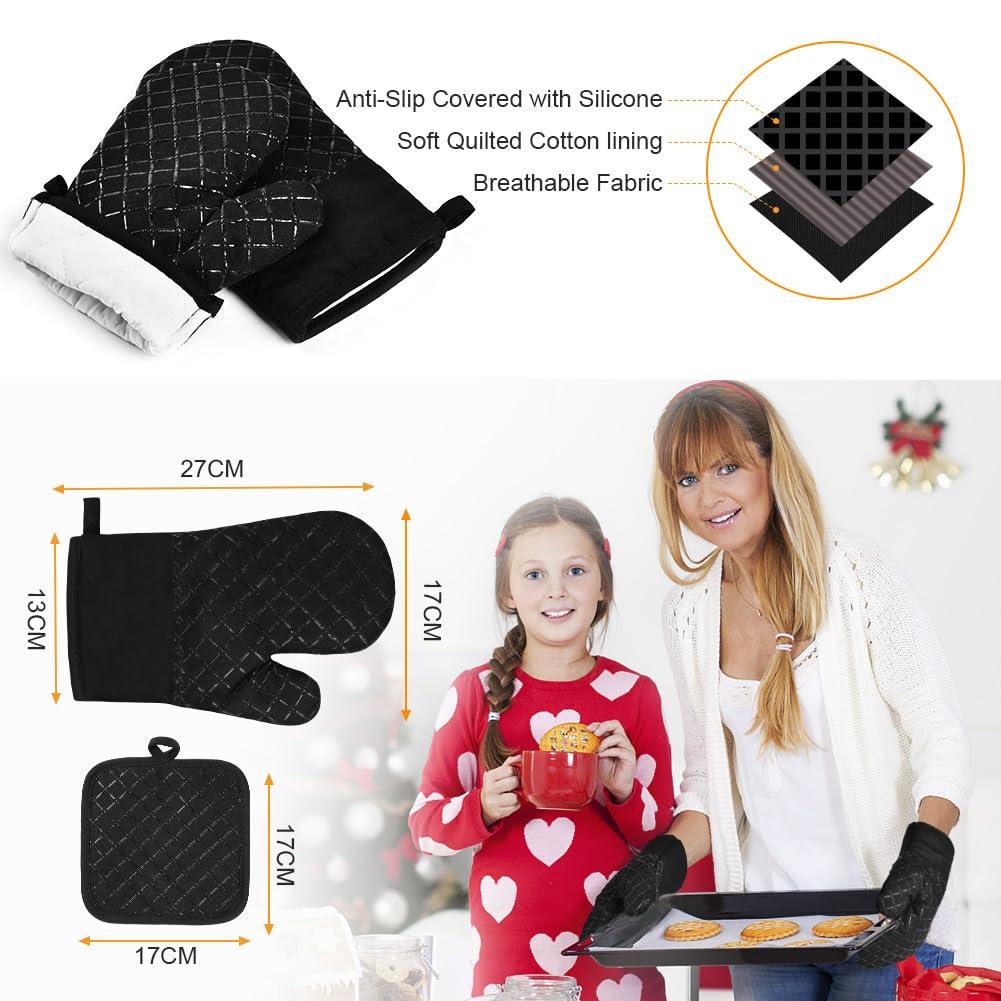 ACDNAC 4Pcs Oven Mitts,Effective Anti Slip and Anti Scalding Oven Mitt,Anti Corrosion Pot Holders