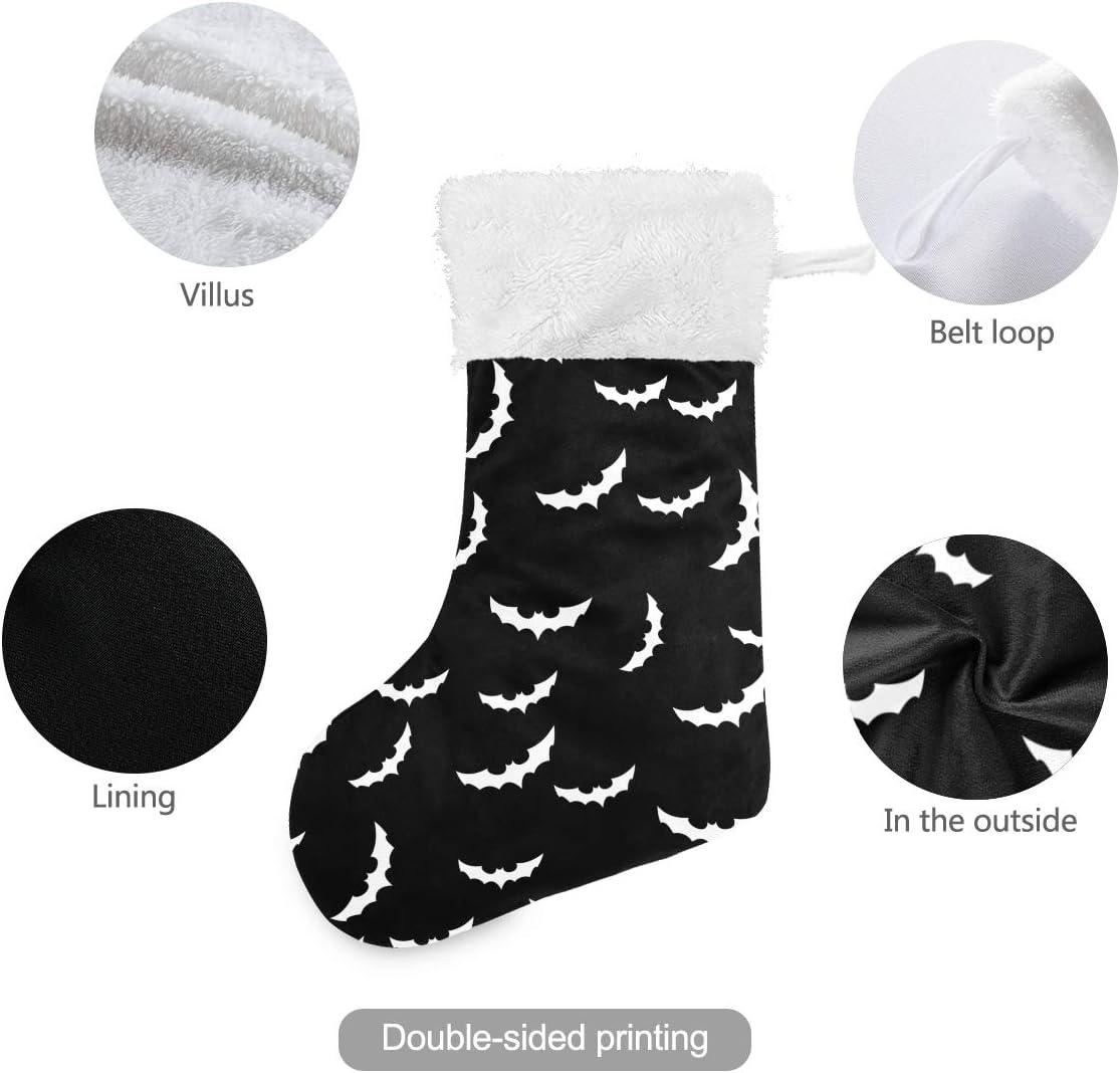 Hotbar Christmas Stocking Bats Silhouette, Plush Xmas Stockings Stair Fireplace Decoration for Holiday Party Festival 1 Pack