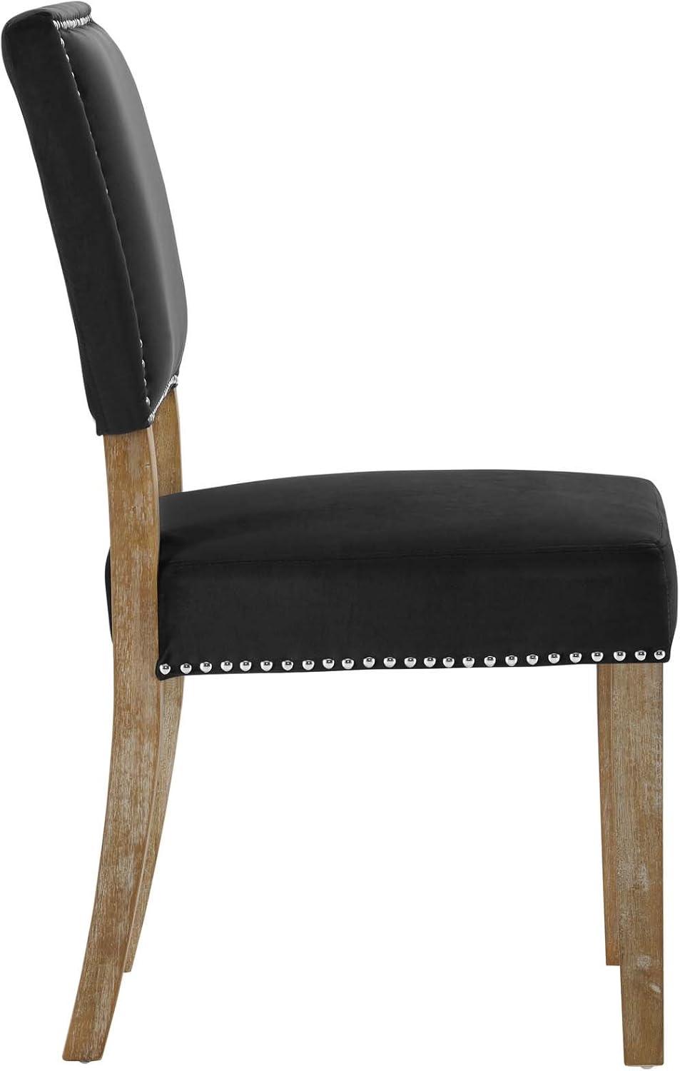 Elegant Black Velvet Upholstered Side Chair with Wood Frame