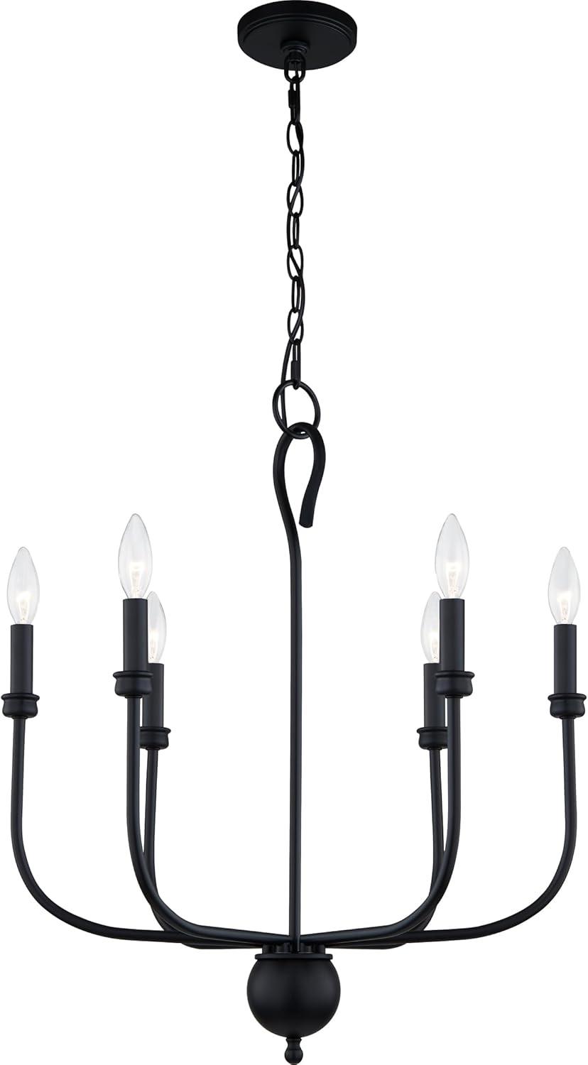 Matte Black 22" Steel Candle-Style Chandelier