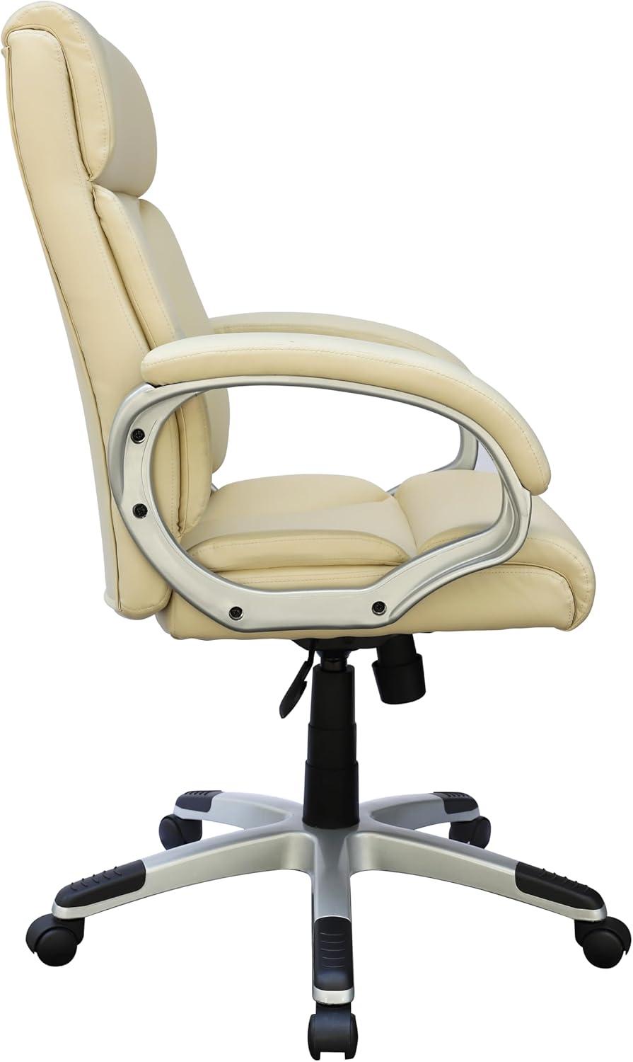 Modern Mid Back Executive Chair Ivory - Boss Office Products: Pneumatic, Swivel, Ergonomic Design