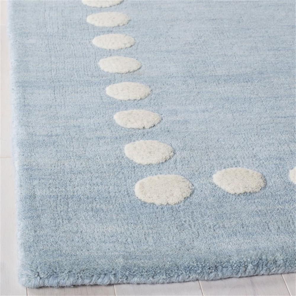 Handmade Blue/Ivory Wool Kids Area Rug 8' x 10'