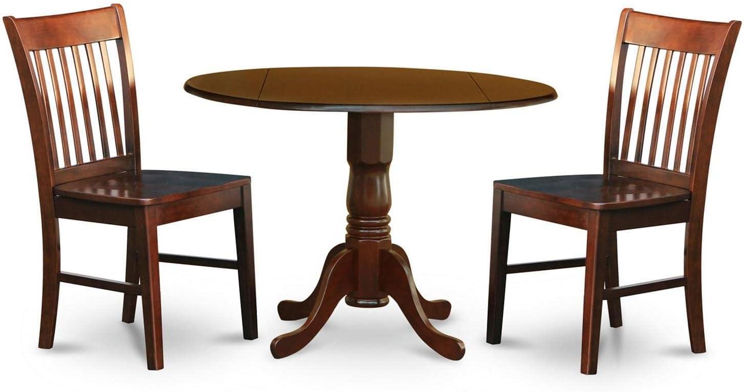 East West Furniture Dublin 3-piece Wood Dining Table Set in Mahogany