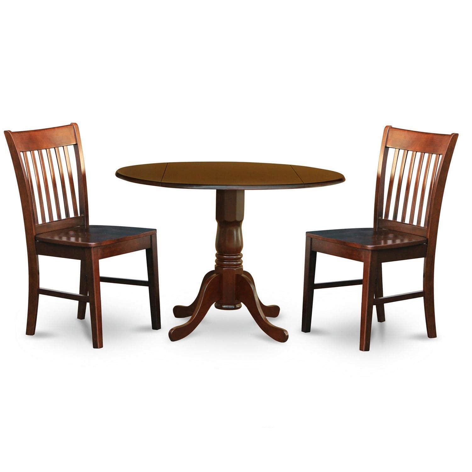 East West Furniture Dublin 3-piece Wood Dining Table Set in Mahogany