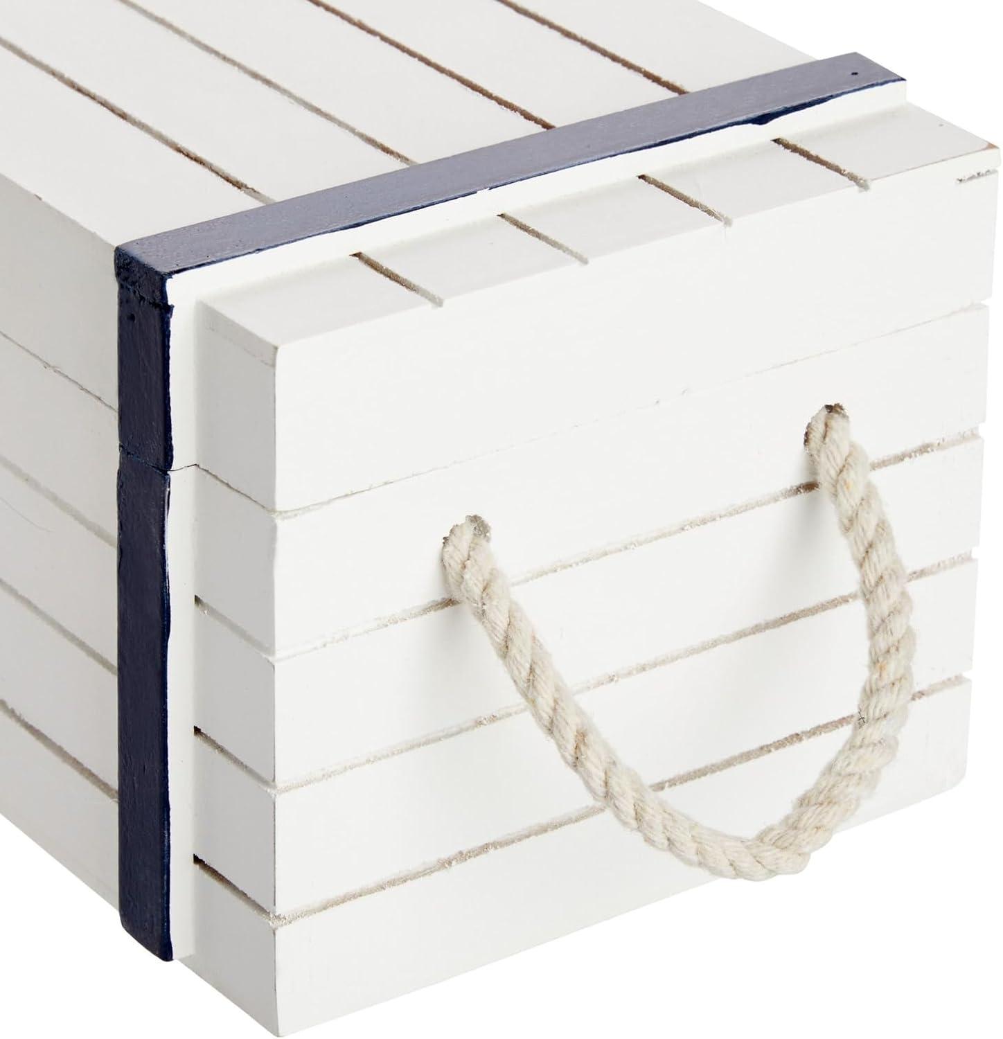 Nautical Box Set, Beach Theme Wooden Jewelry Boxes for Ocean Decor (3 Sizes)