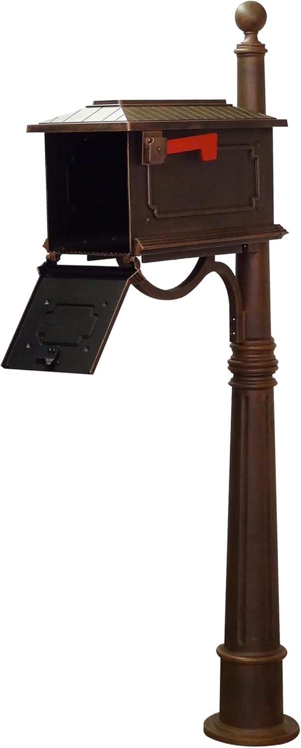 Outdoor Letter Holder Kingston Curbside Mailbox with Ashland Mailbox Post Unit - Copper