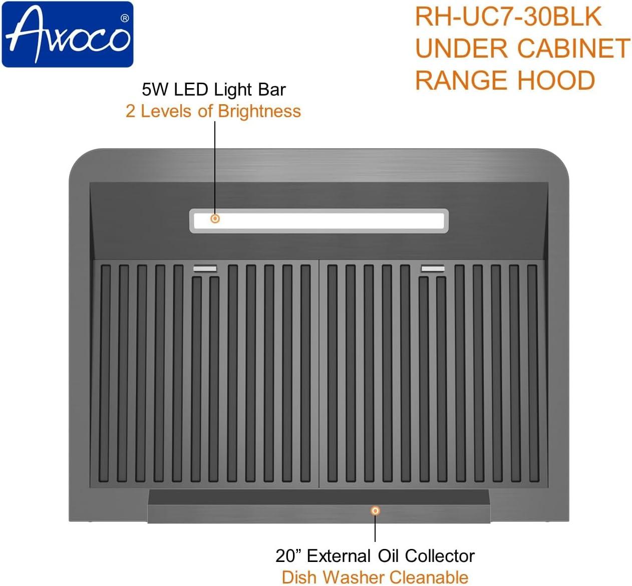 Awoco Awoco 30" Stainless Steel 900 CFM Ducted (Vented) Under Cabinet Range Hood with Baffle Filter
