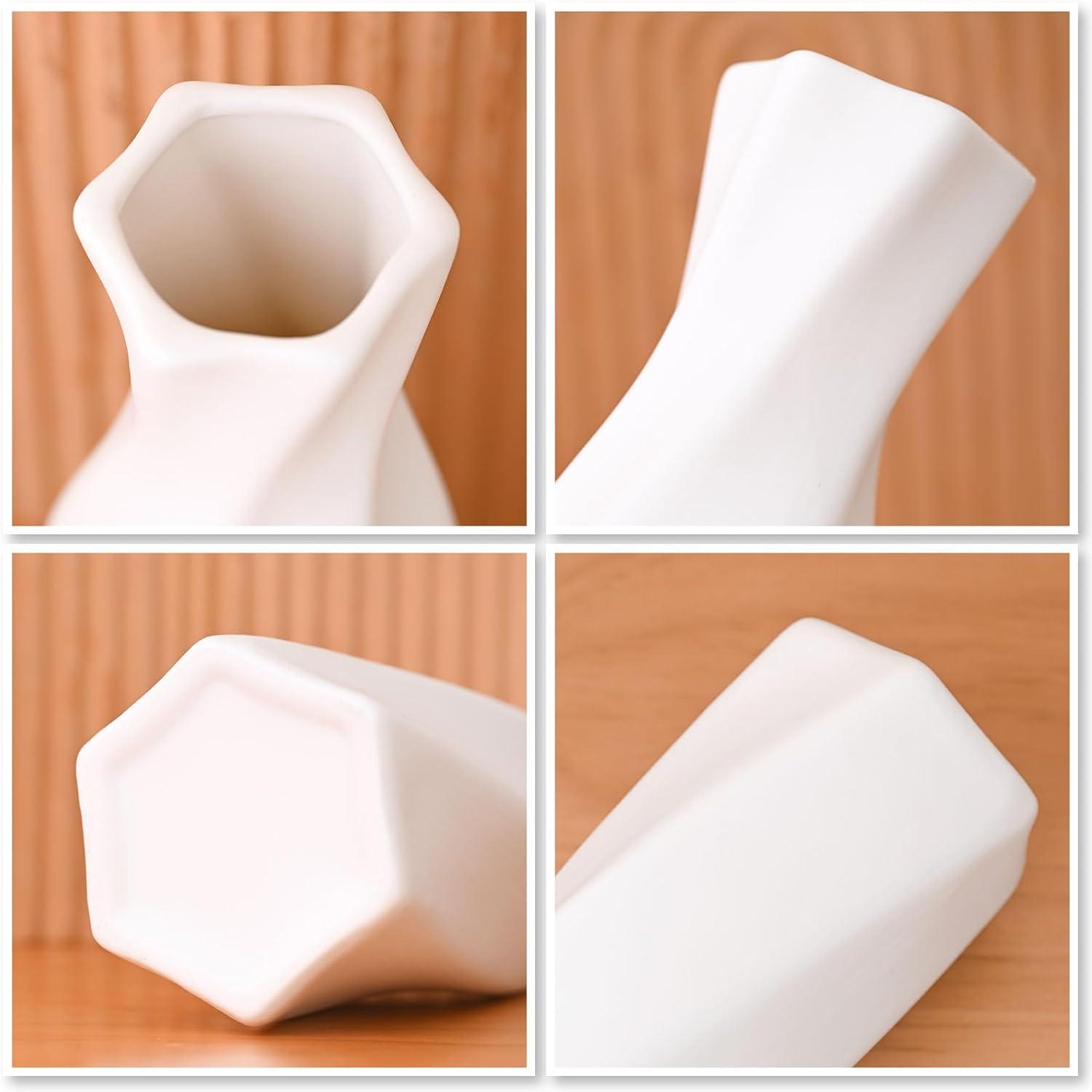 White Ceramic Bottle-Shaped Decorative Table Vase