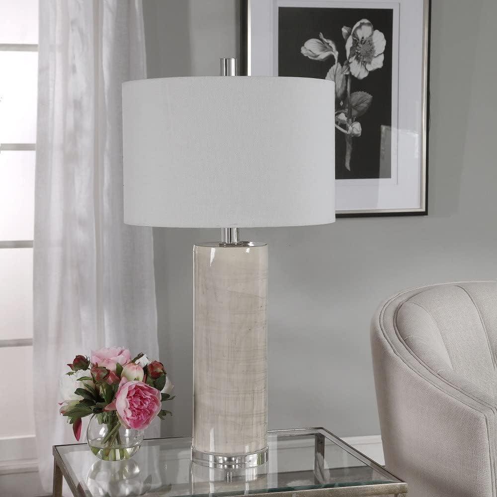 Uttermost Zesiro 32" Beige Glaze Cylindrical Ceramic Table Lamp