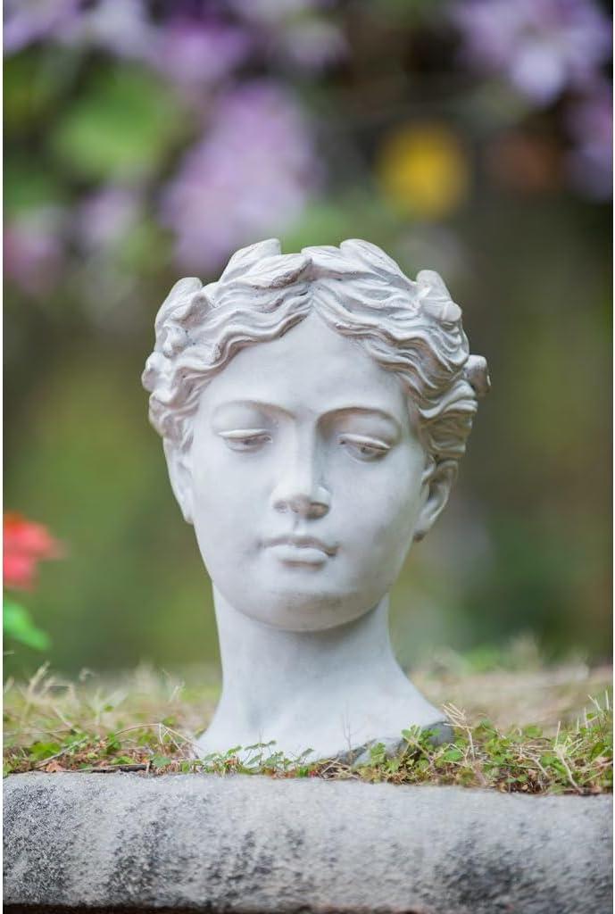 Classic Greek Lady Whitewash Cement Head Planter - Indoor/Outdoor Decor
