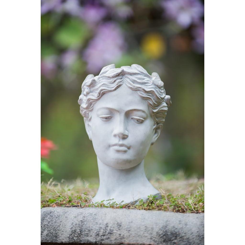 Classic Greek Lady Whitewash Cement Head Planter - Indoor/Outdoor Decor