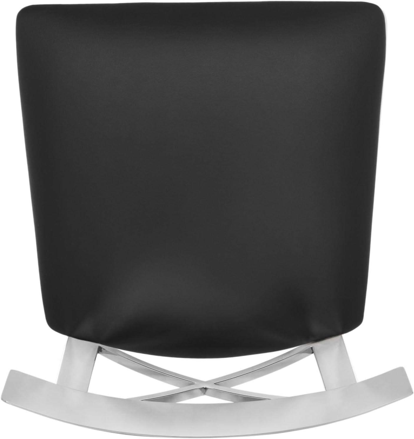 Zoey 39''H Stainless Steel Cross Back Bar Stool - Chrome/Black - Safavieh