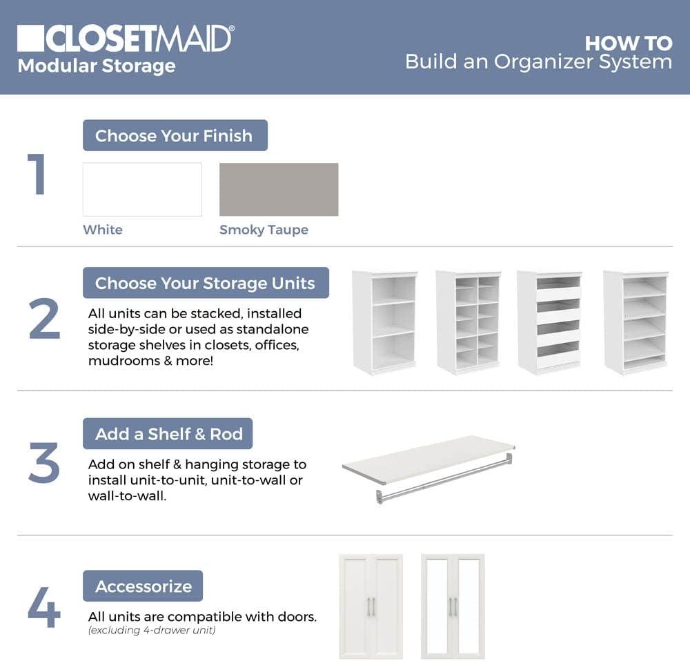 White Modular Closet Shelf and Hang Rod Kit