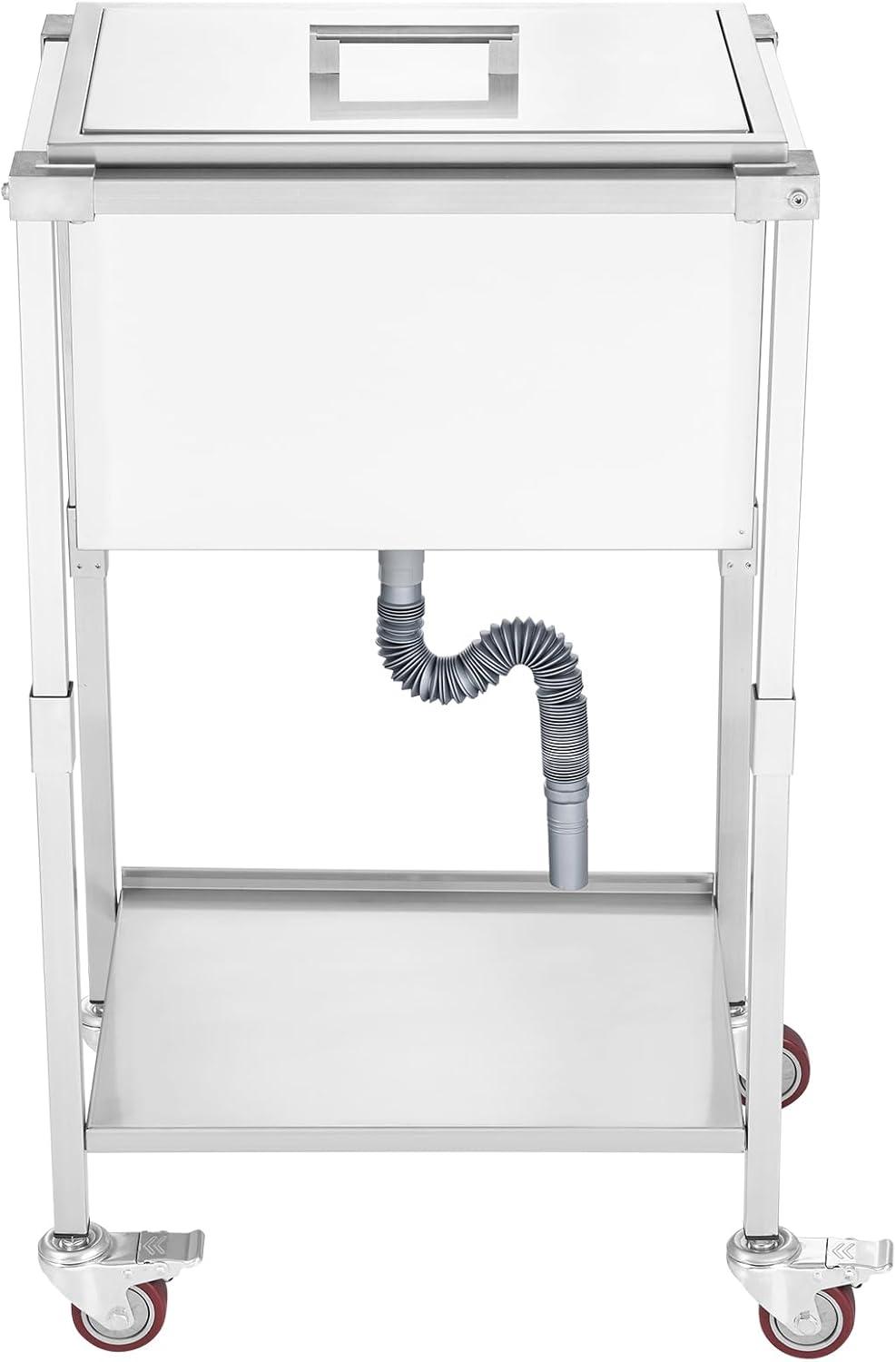 VEVOR 32qt Rolling Ice Chest Cooler Cart Outdoor Stand Up Cooling Bin on Wheels