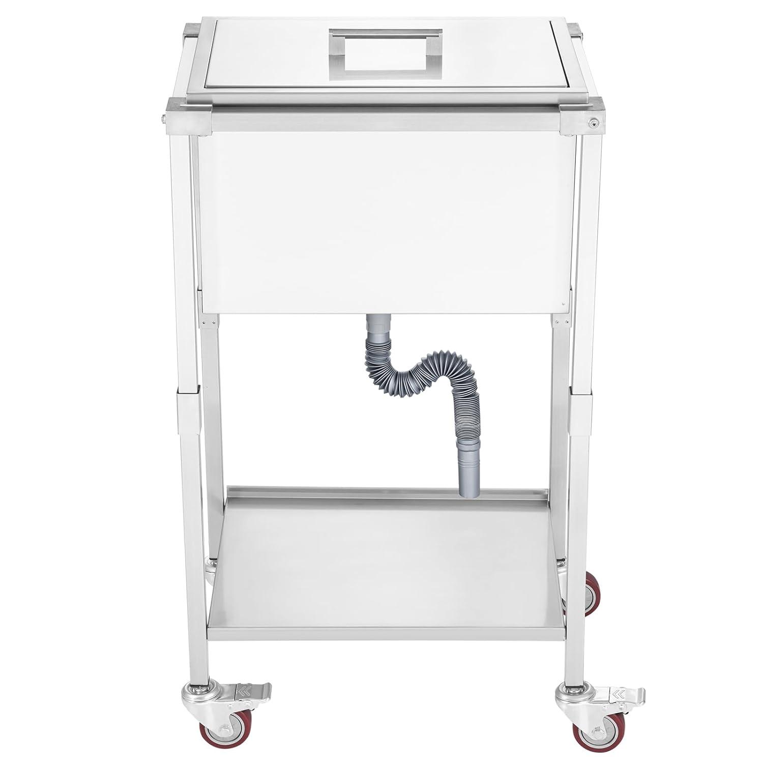 VEVOR 32qt Rolling Ice Chest Cooler Cart Outdoor Stand Up Cooling Bin on Wheels