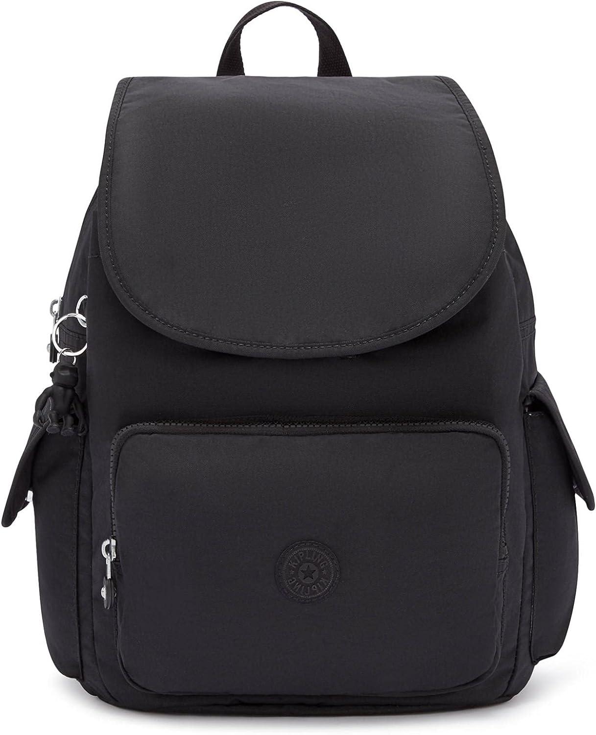 Black Nylon Women's Trapezoid Backpack with Silver Accents