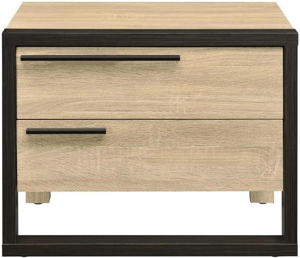 Acme Furniture 22" Erasto Accent Table Oak/Black Finish: Wood Composite Top, Metal Frame, No Assembly Required