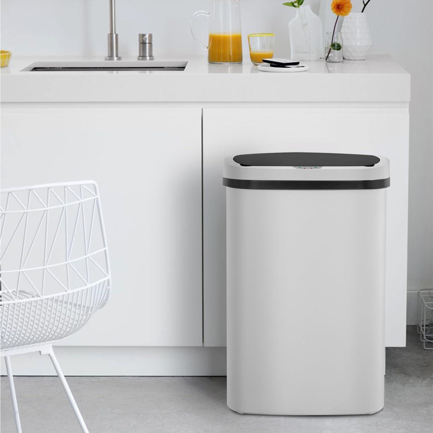 13 Gallon Trash Can Kitchen Trash Can Automatic Garbage Can With Lid Touch Free High-Capacity Motion Sensor For Kitchen Bedroom Bathroom Office Wateproof Trash Bin (1)