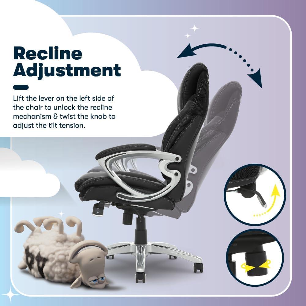 Serta Bryce Executive Office Chair with Patented AIR Lumbar Technology and Layered Body Pillows