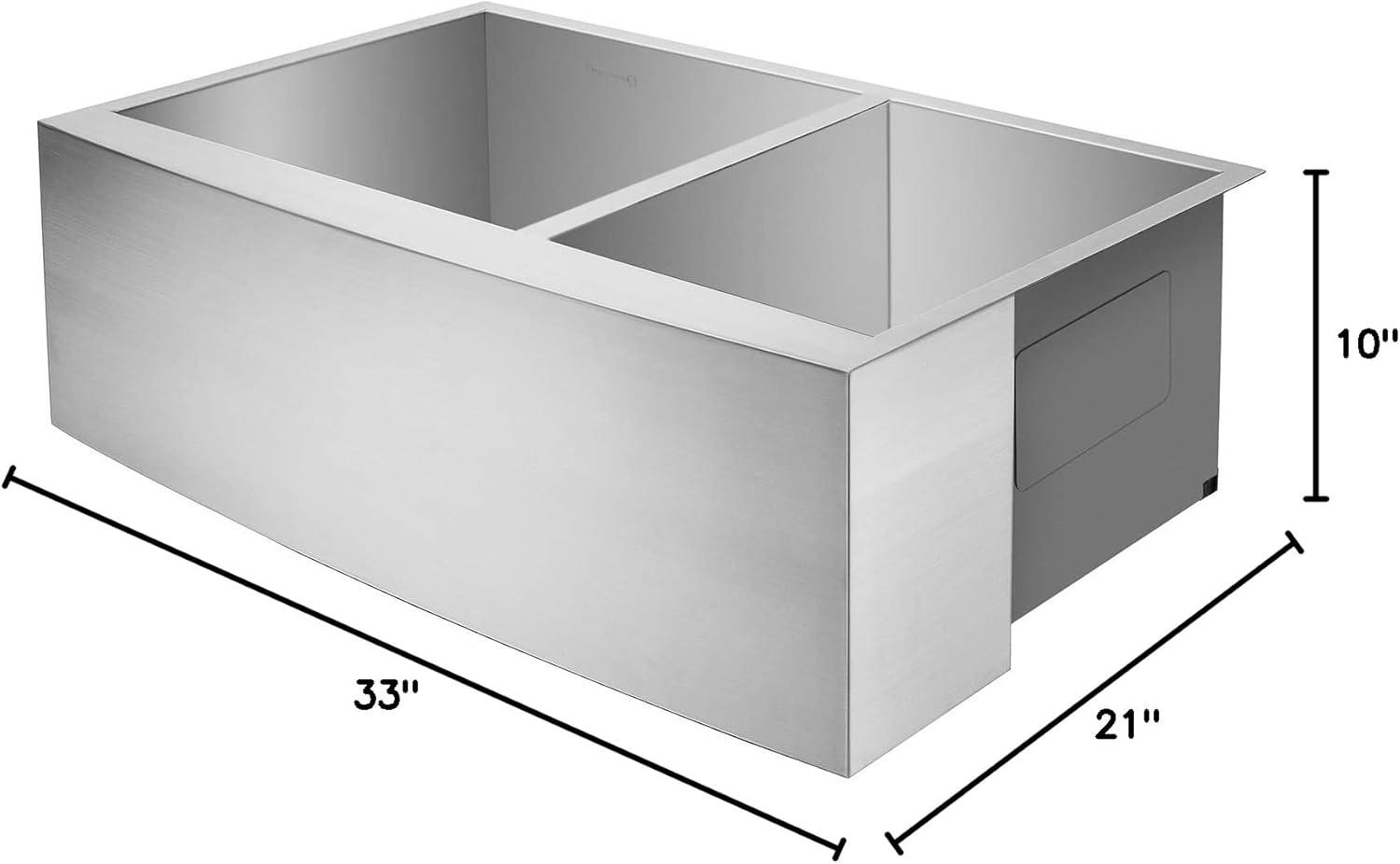 Miligore 37.5" Stainless Steel Double Bowl Farmhouse Sink