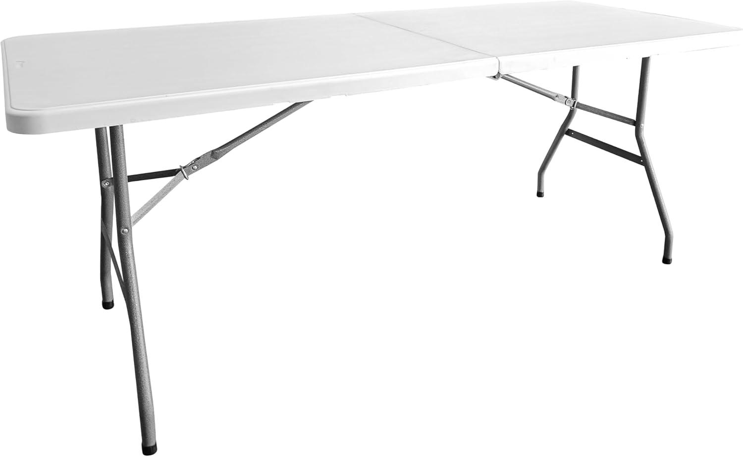 Techni Home 6' Folding Table with Easy-Carry Handle Granite White