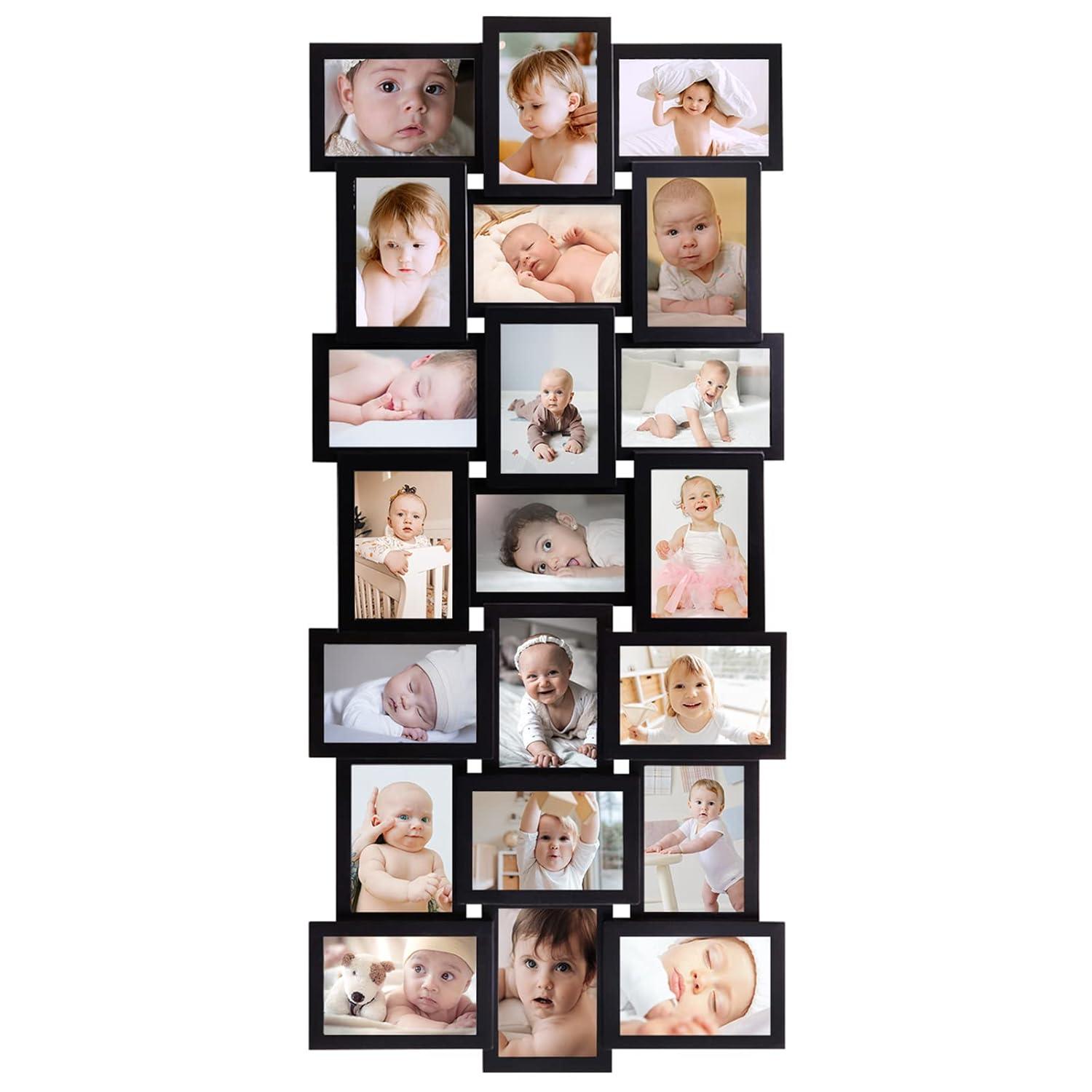 21 Openings Multiple Photo Frame Family Collage Picture Frames 6x4 Black For Wall