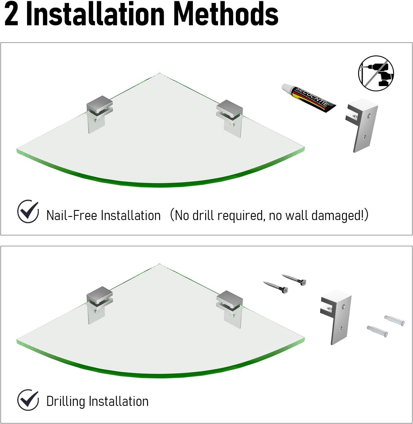 GeekDigg Glass Shelf Shower Caddie, 2-Pack Clear