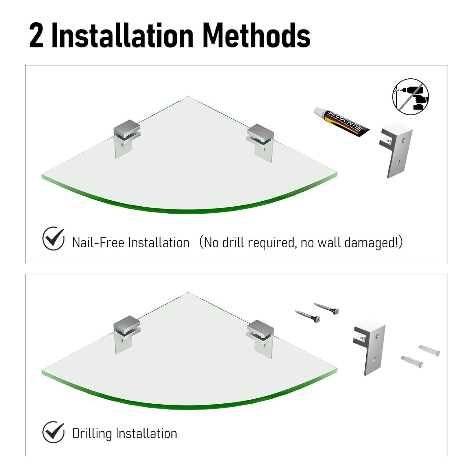 GeekDigg Glass Shelf Shower Caddie, 2-Pack Clear