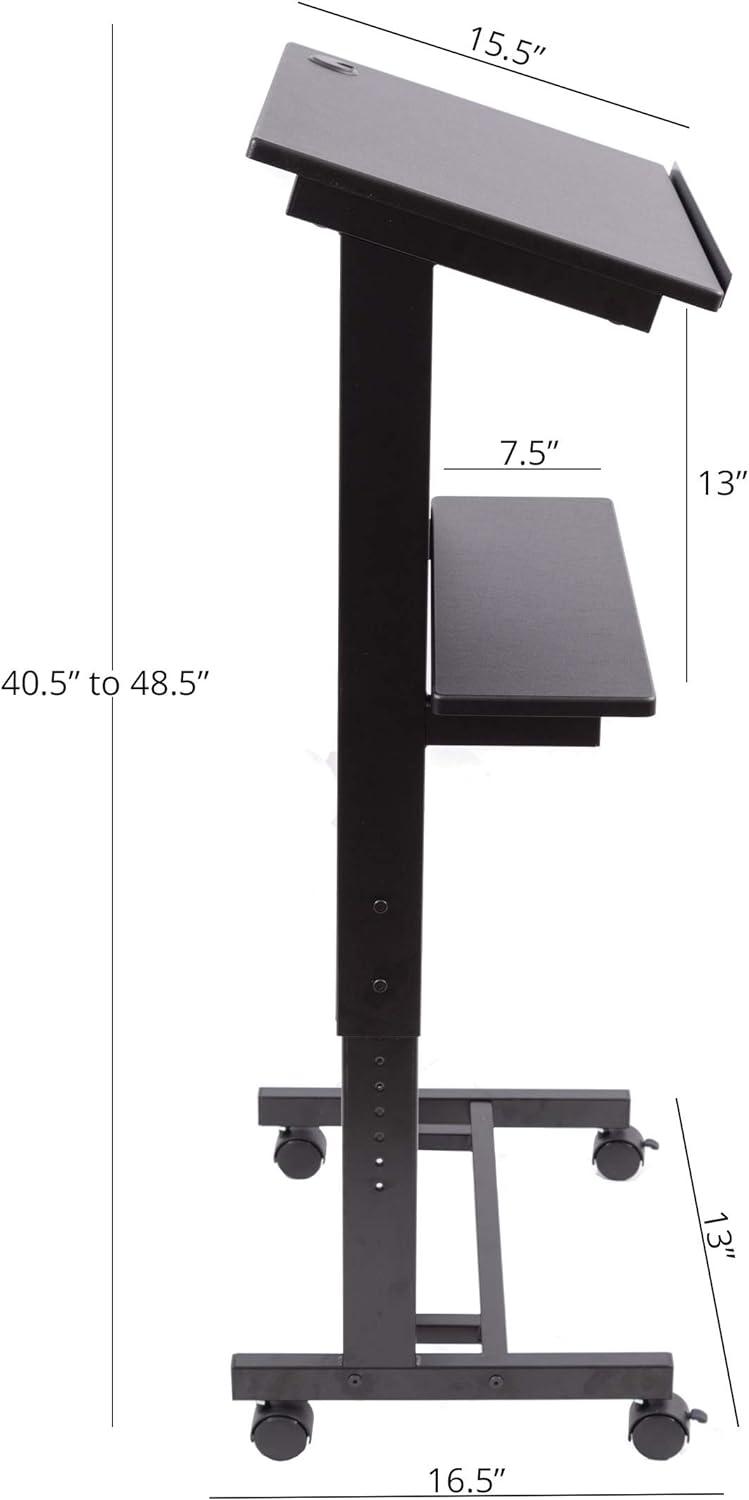 Stand Up Desk Store Mobile Adjustable Height Rolling Lectern Podium with Heavy Duty Steel Frame