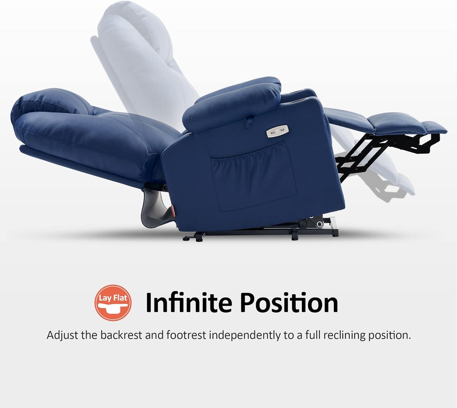 22.8" Wide Dual Motor Power Recliner Lift Chair with Massage and Heat, Infinite Position, Faux Leather