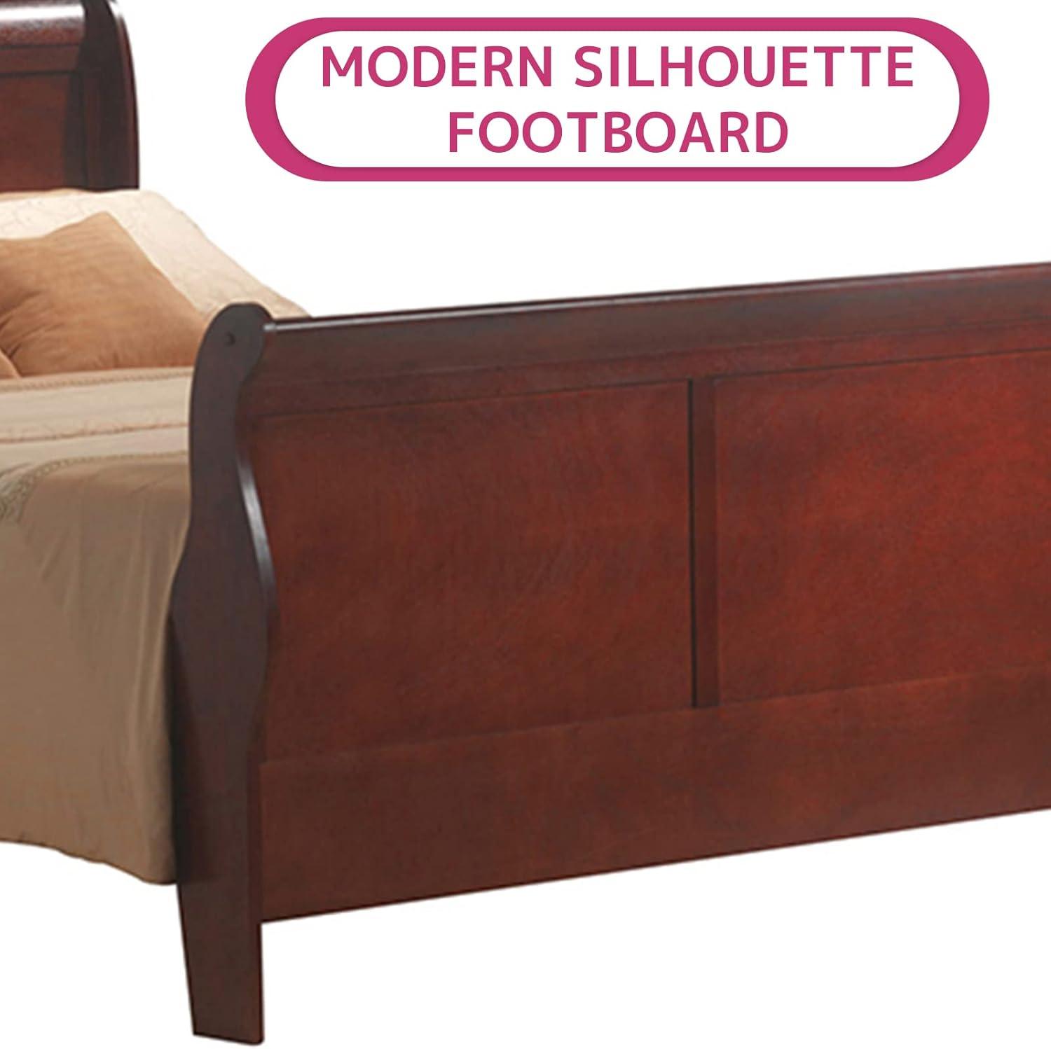 Louis Philippe III Queen Bed Cherry- Saltoro Sherpi