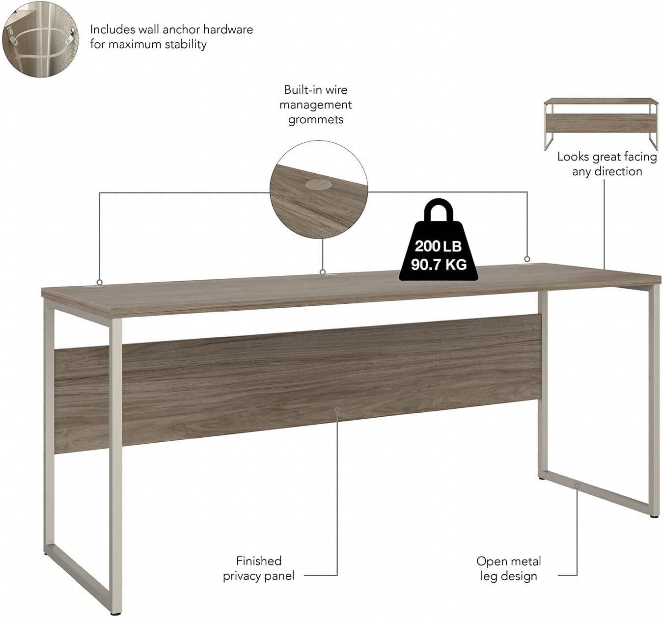 Hybrid 72W x 24D Computer Table Desk in Modern Hickory - Engineered Wood