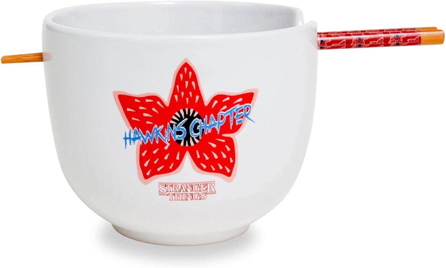 Silver Buffalo Stranger Things Demogorgon Hunting Crew 20-Ounce Ramen Bowl and Chopstick Set