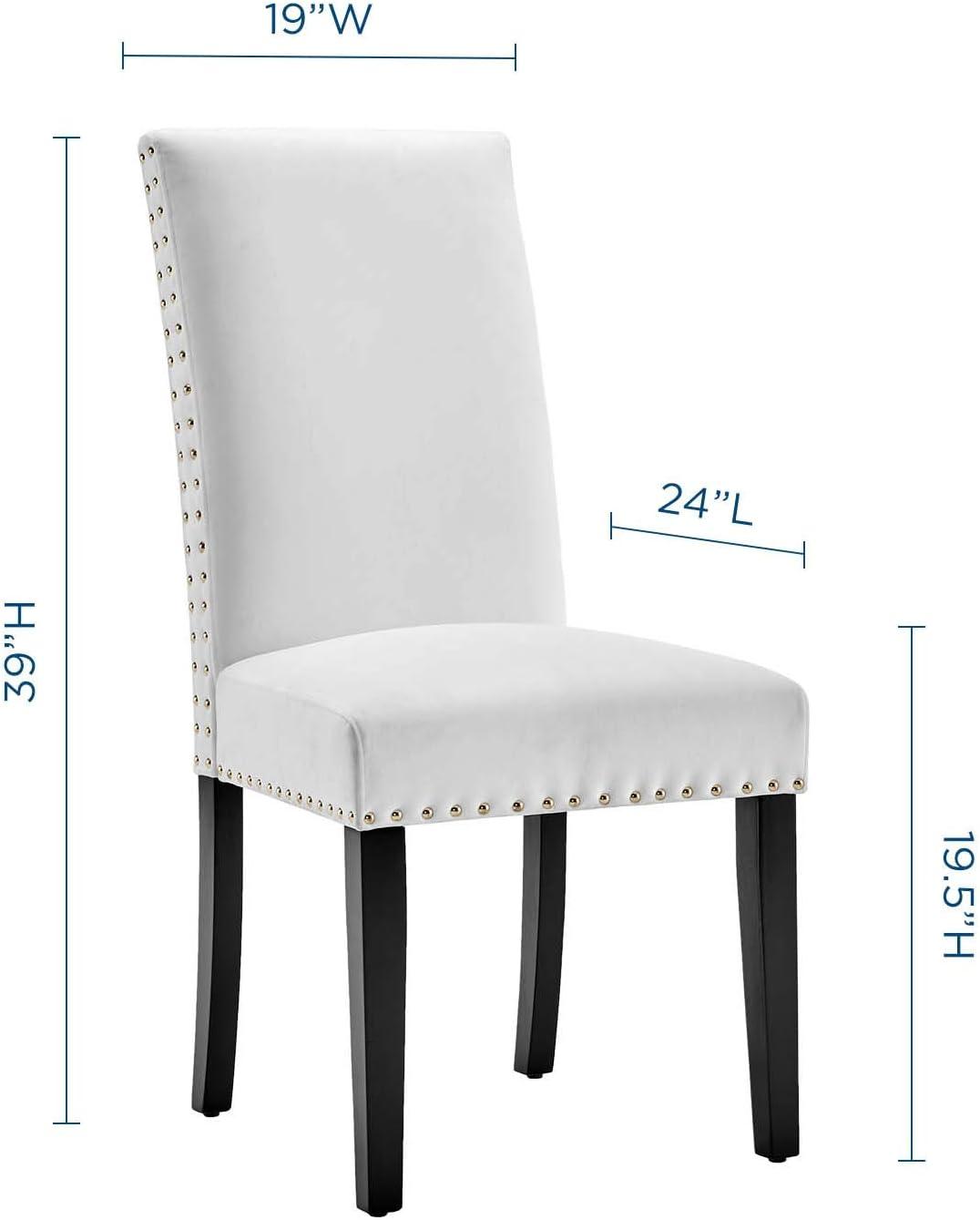 Modway Silver Orchid Lind Velvet Nailhead Trim Dining Side Chairs