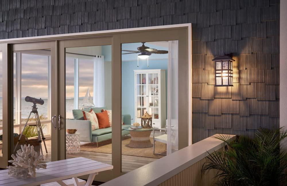 White and Clear Hammered Glass Outdoor Wall Lantern Sconce