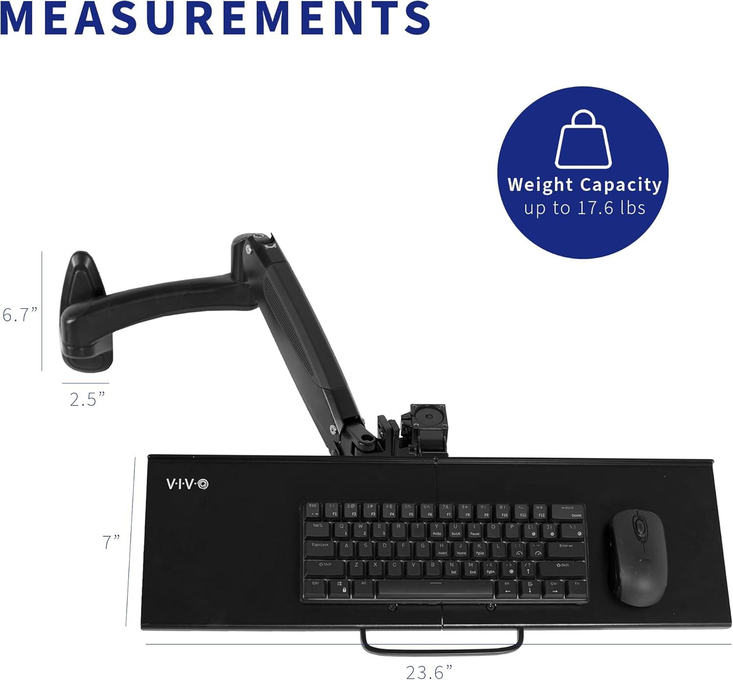 Black Adjustable Wall-Mounted Keyboard and Mouse Tray with Pneumatic Arm