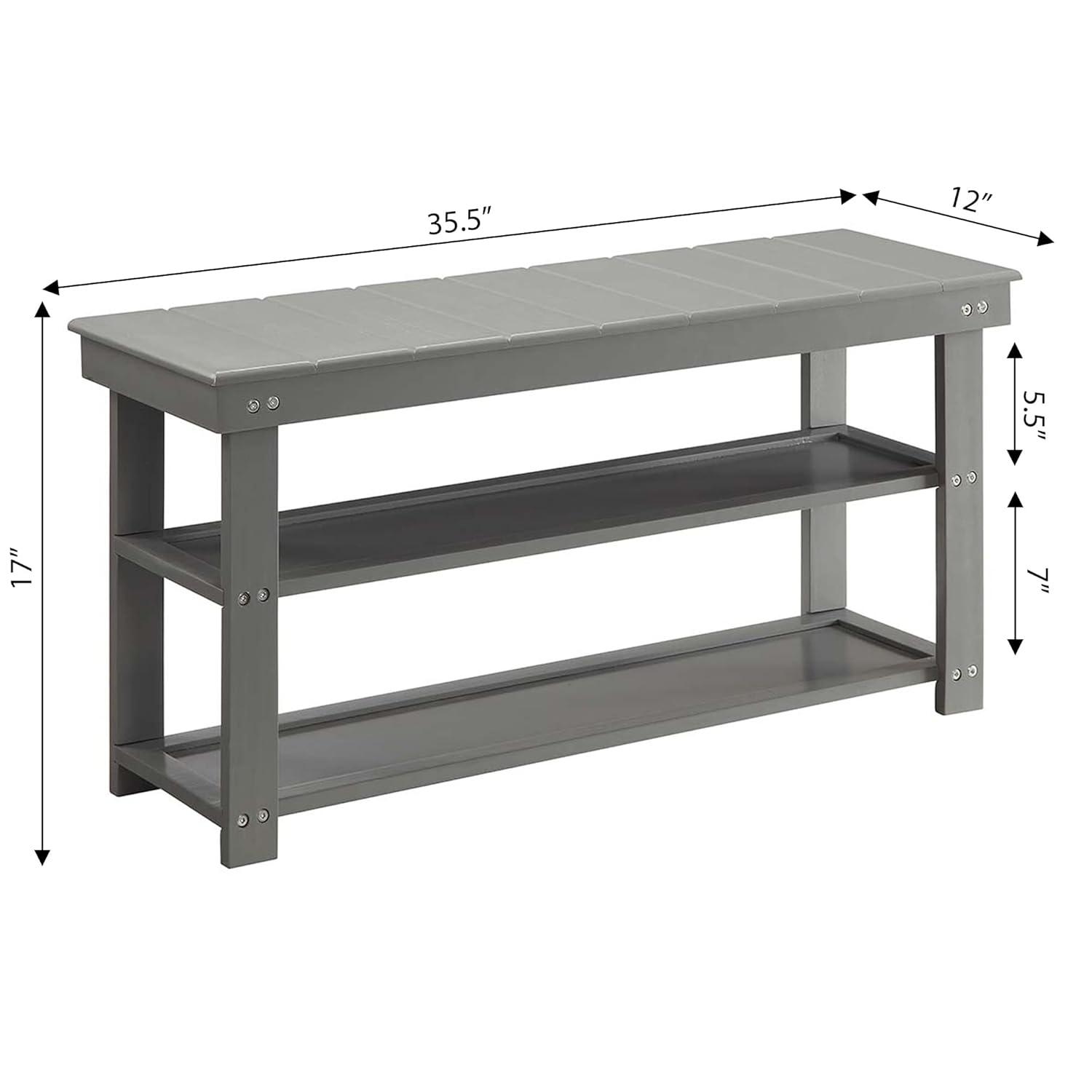 Convenience Concepts Oxford Utility Mudroom Entryway Bench in Gray Wood Finish