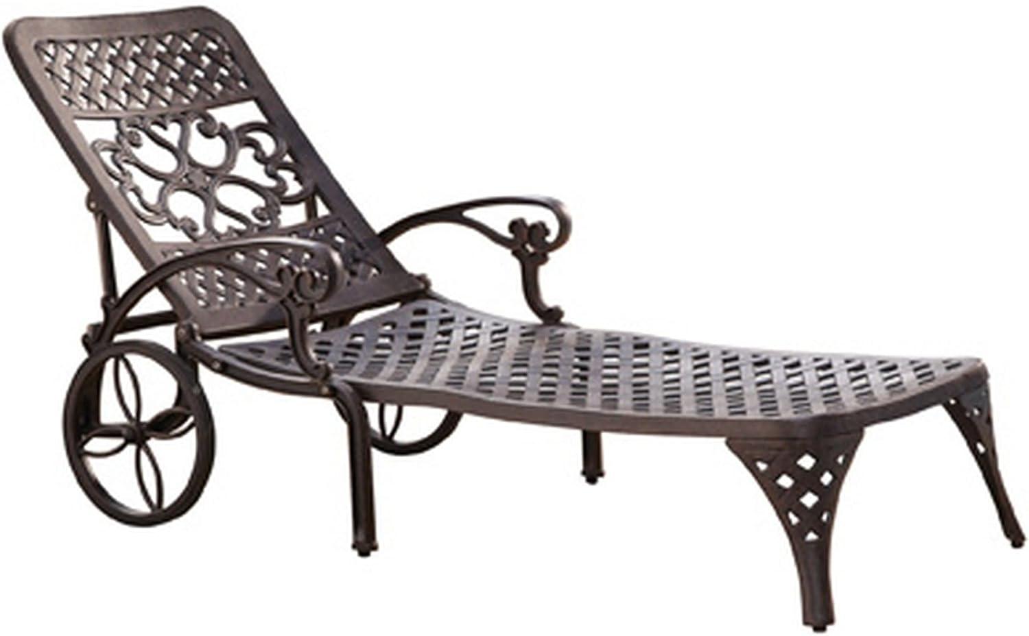 Homestyles Sanibel Cast Aluminum Outdoor Patio Reclining Chaise Lounge in Bronze