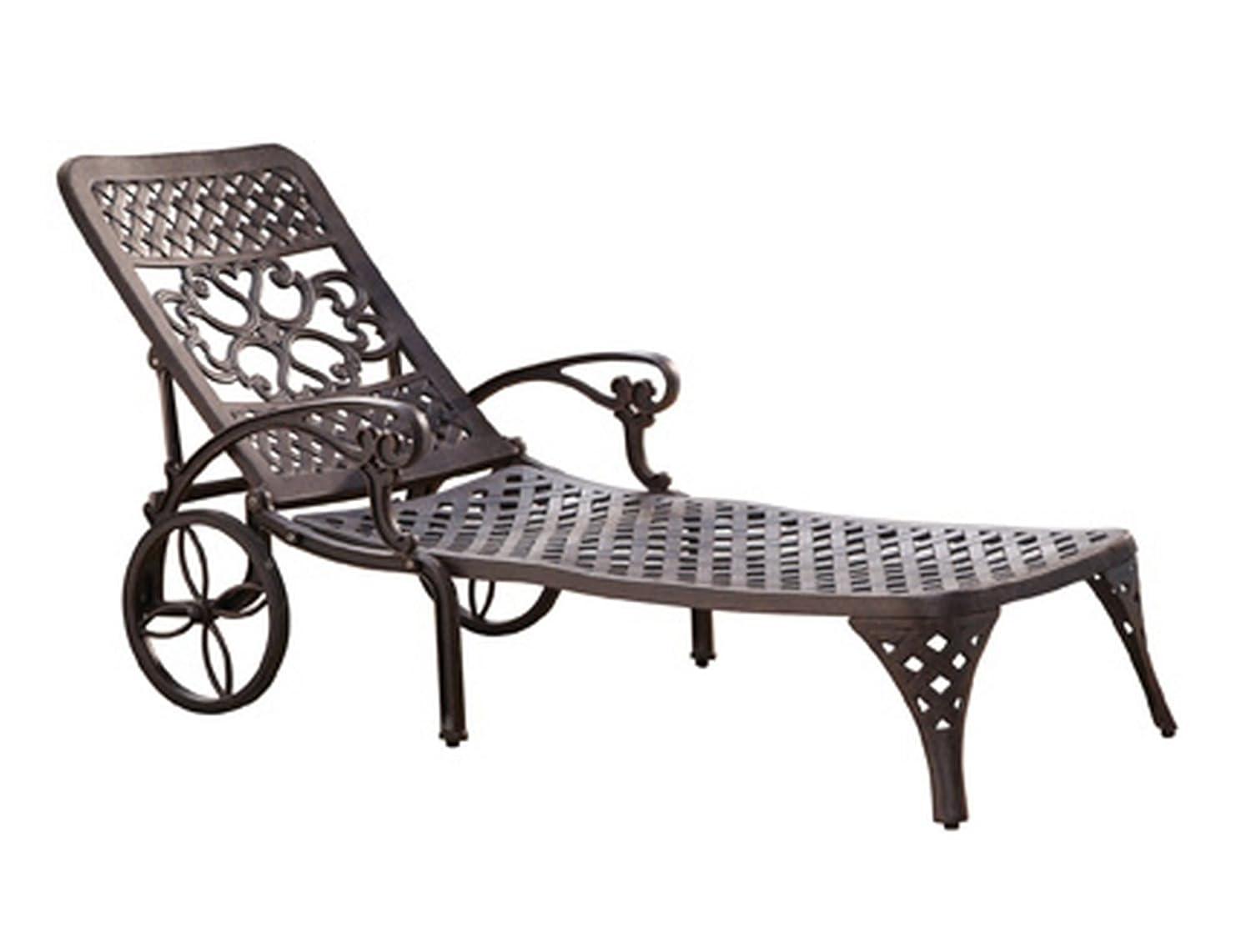 Homestyles Sanibel Cast Aluminum Outdoor Patio Reclining Chaise Lounge in Bronze