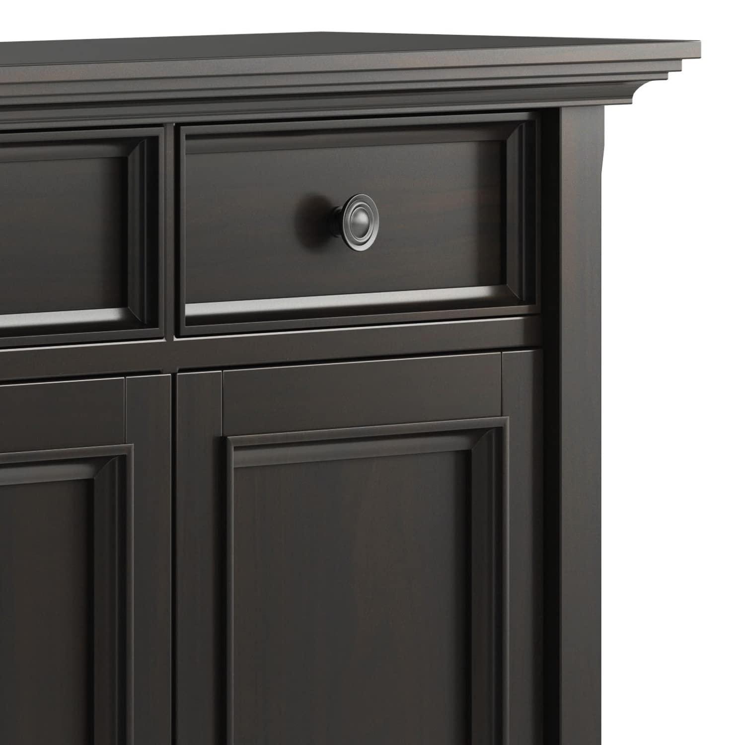 Simpli Home Amherst 36"W Solid Wood 2-Shelf Entryway Storage Cabinet with 2 Drawers and Adjustable Shelves
