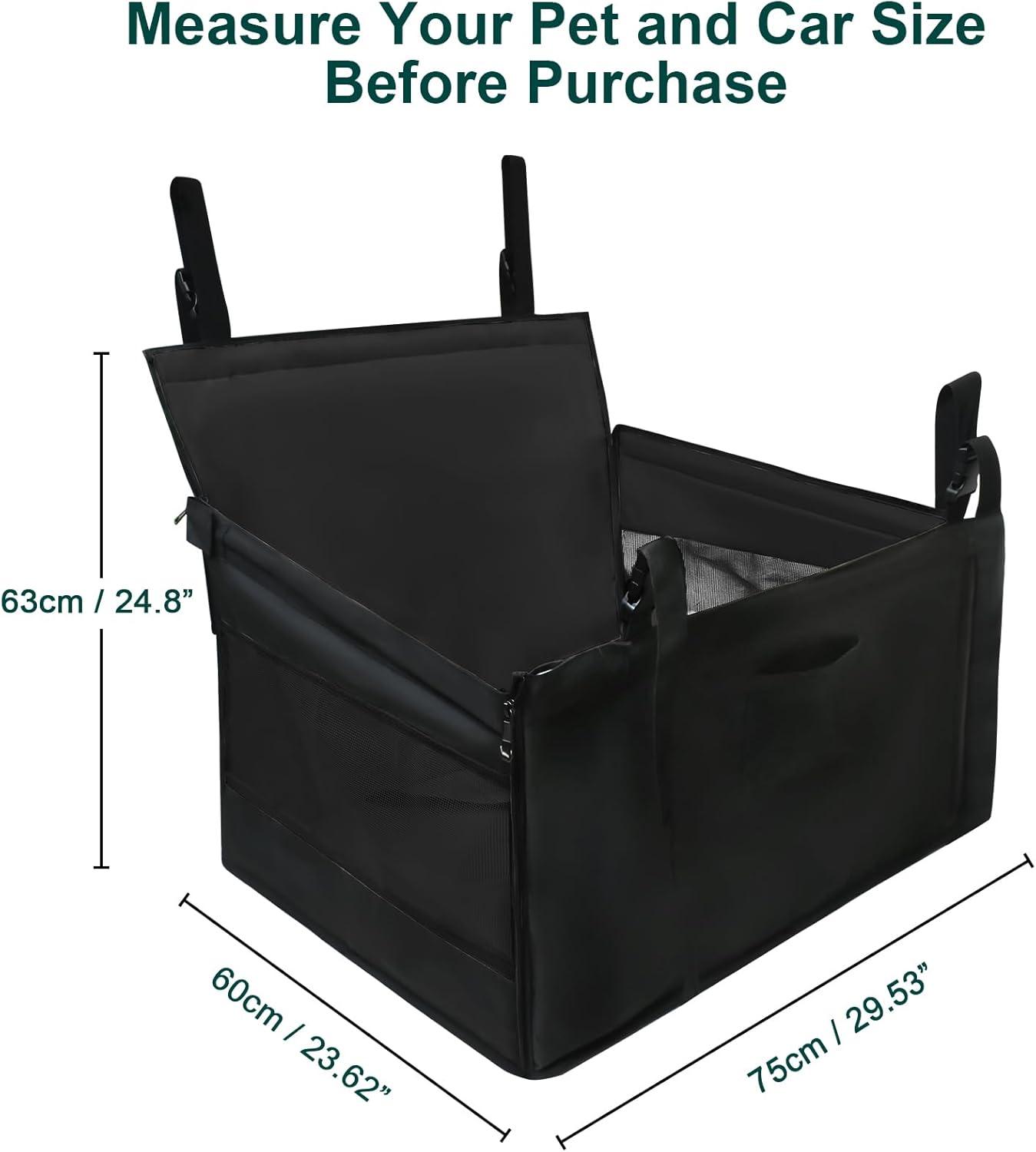 Extra Large Black Dog Car Seat with Adjustable Straps