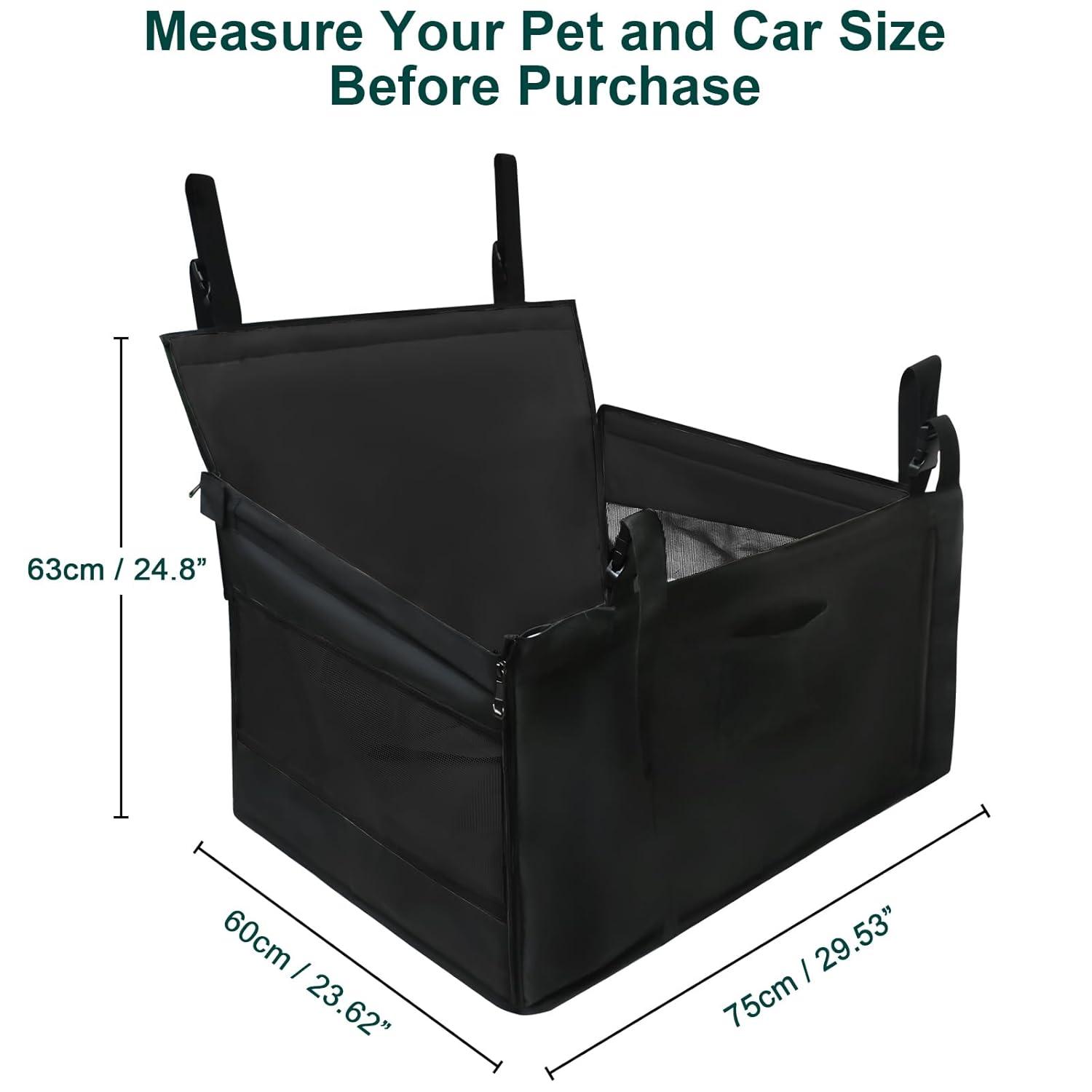 Extra Large Black Dog Car Seat with Adjustable Straps