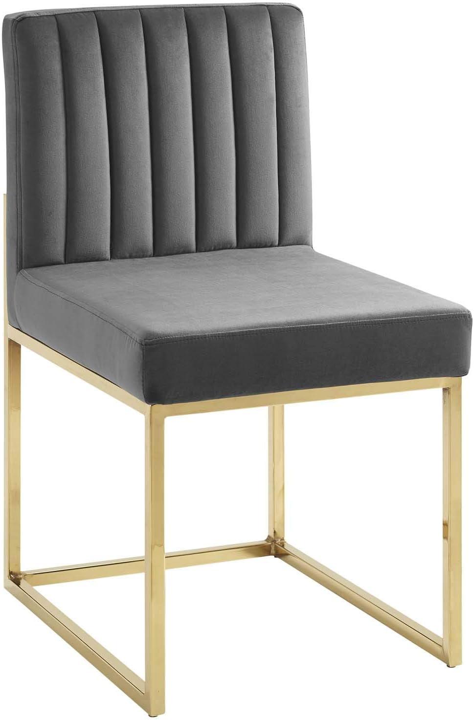 Modway Carriage Channel Tufted Sled Base Performance Velvet Dining Chair