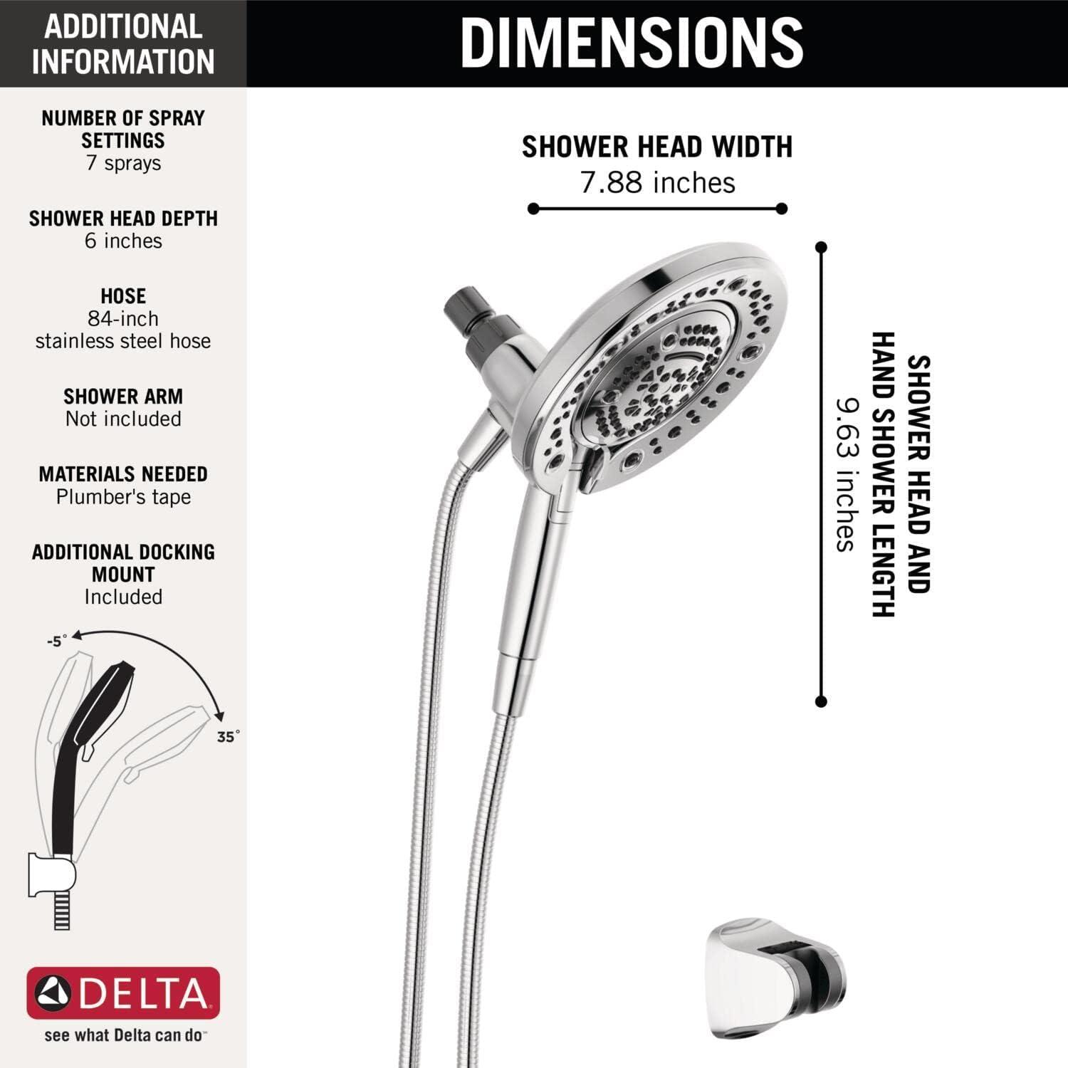 Chrome Dual Shower Head with Handheld Spray and Hose