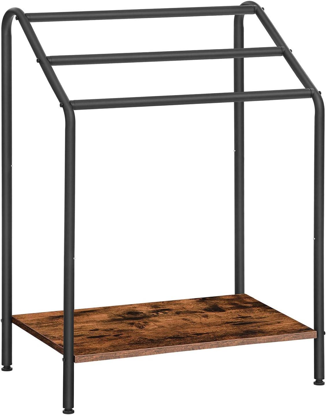 Rustic Brown and Black Freestanding 3-Tier Towel Rack