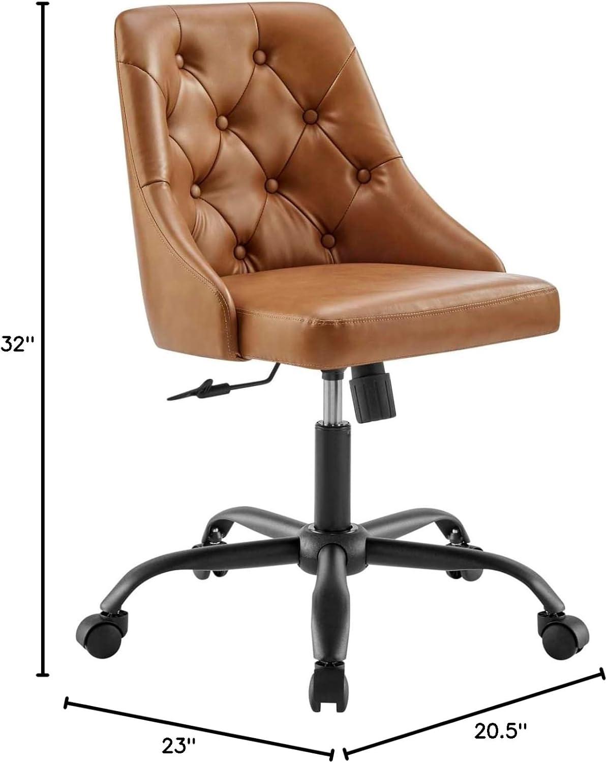 Modway Distinct Tufted Swivel Vegan Leather Office Chair, Black Tan