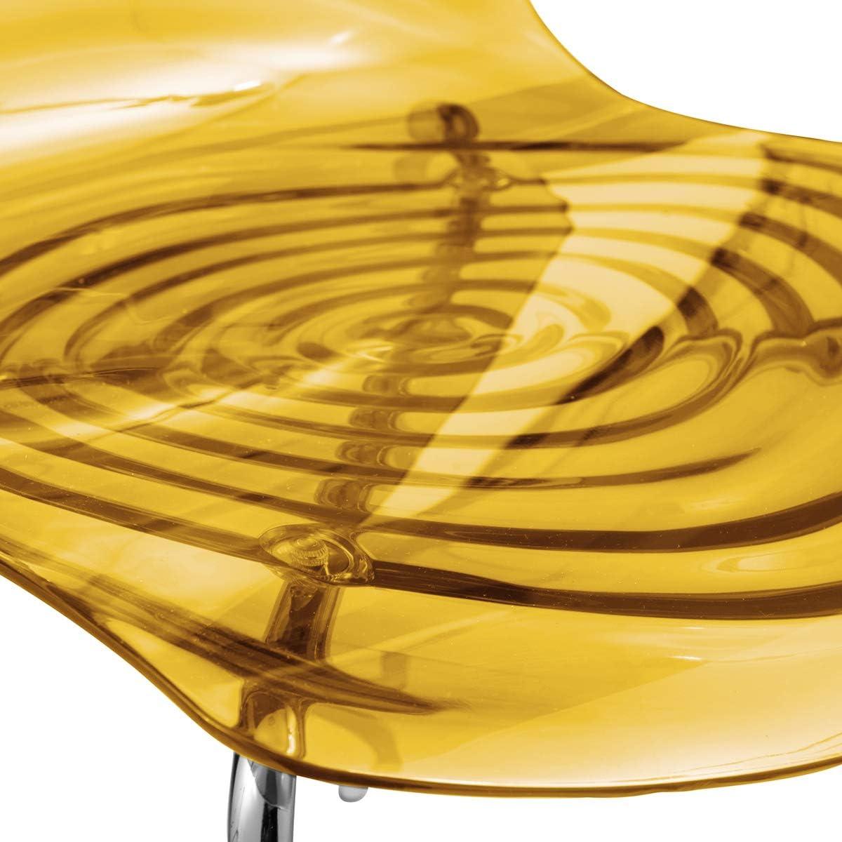 LeisureMod Dining Chair in Polycarbonate with Chrome Legs and Ripple Design Lightweight Easy Assembly for Modern Home, Kitchen, Cafes Astor Collection